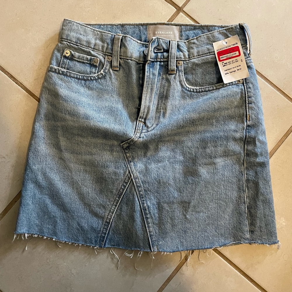 Everlane deconstructed denim skirt